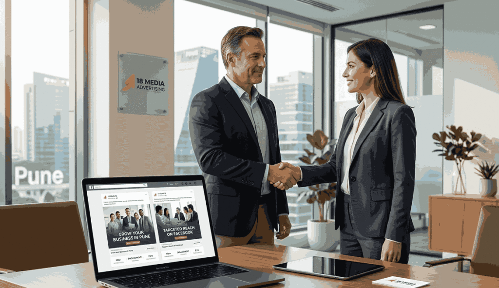 18 Media Advertising, a trusted facebook marketing agency, partnering with a business owner