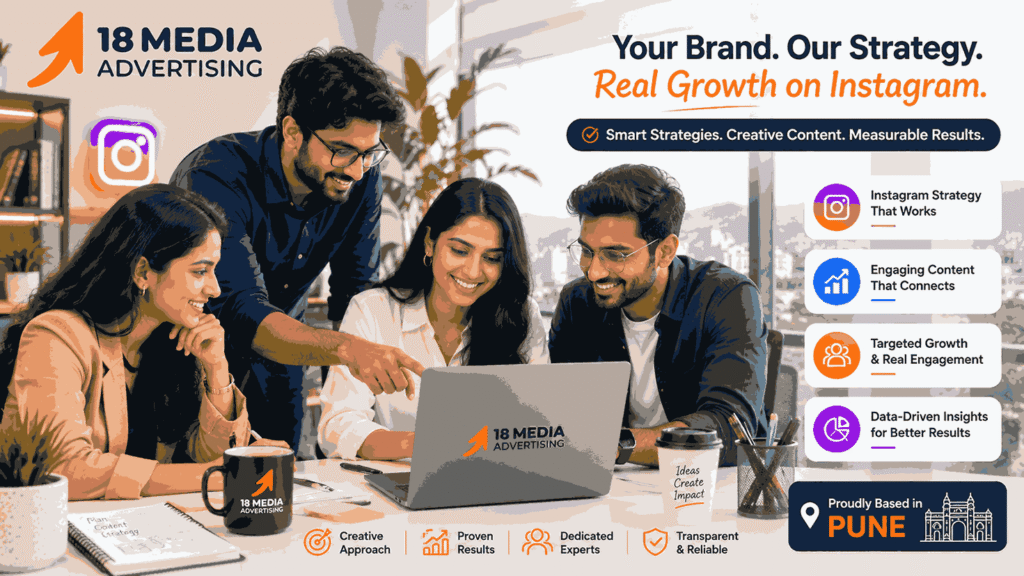 18 Media Advertising team offering best Instagram marketing services in Pune