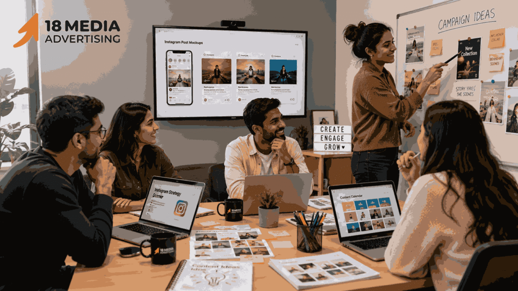 Team at the Best Instagram Marketing Agency In Pune planning strategy
