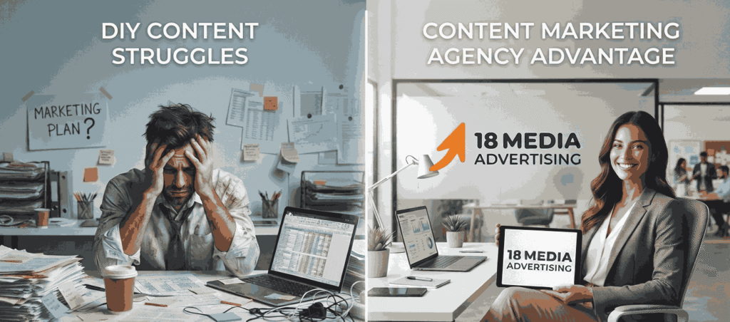 Content marketing agency support versus DIY content struggles
