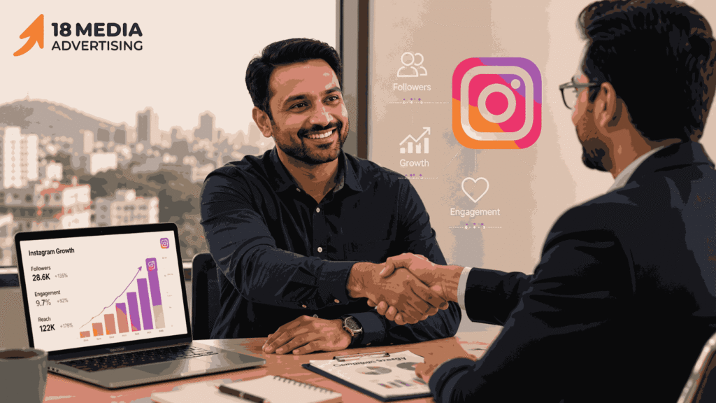 Business owner partnering with the best Instagram marketing company in Pune