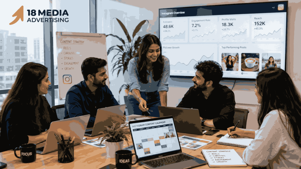 Team at the best Instagram marketing company in Pune planning a content strategy