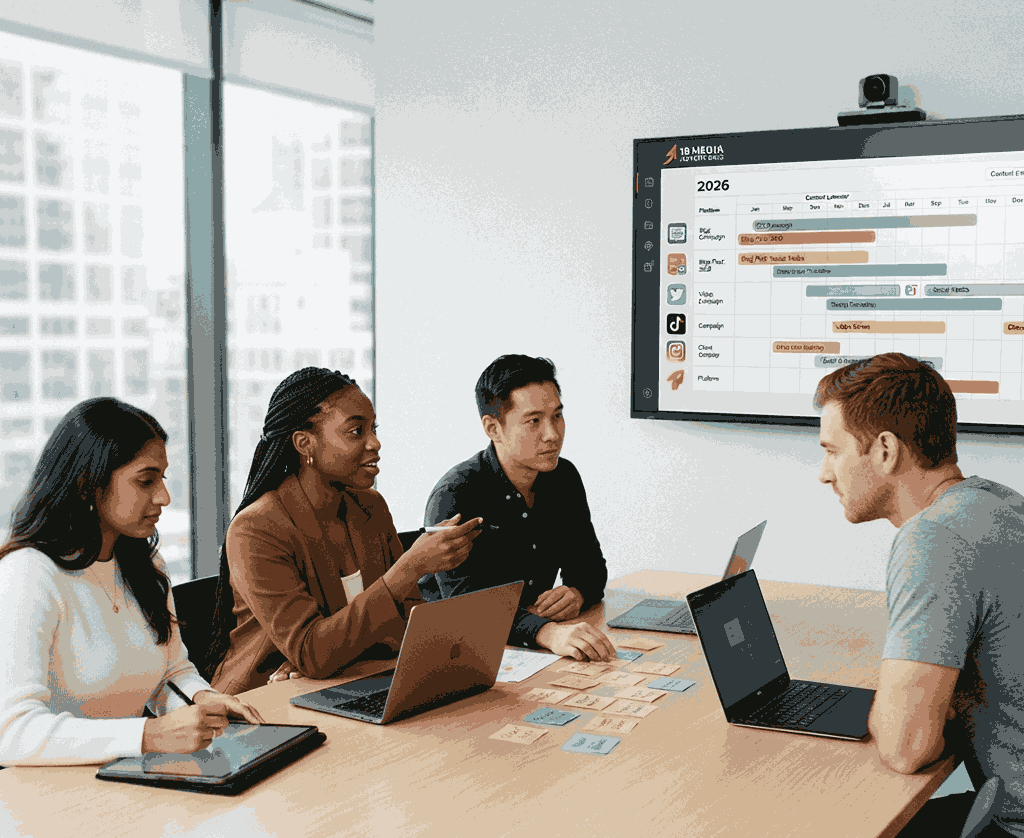 Content marketing agency team planning strategy session