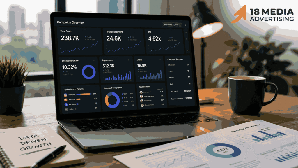 Analytics dashboard used by the top influencer marketing company in Pune