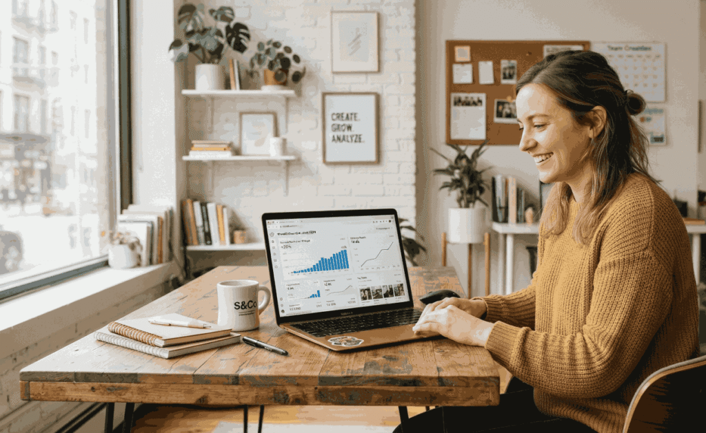 Instagram Marketing Agency reviewing analytics and growth charts