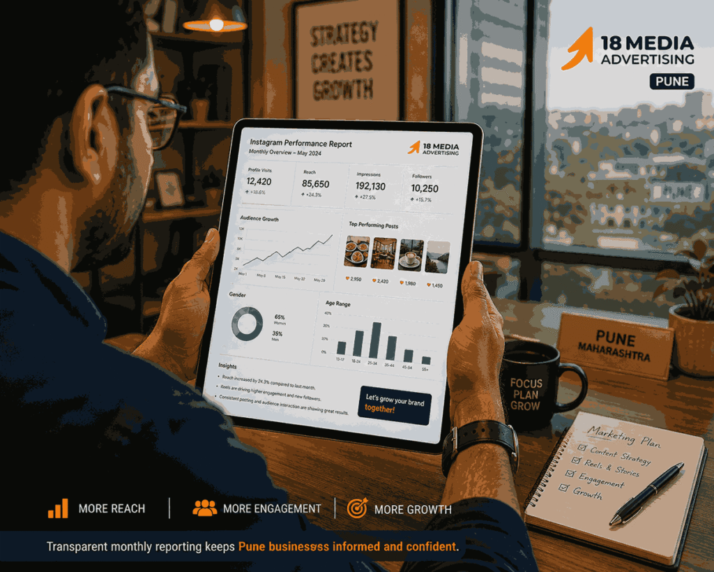 Monthly performance report from Professional Instagram Marketing Services in Pune