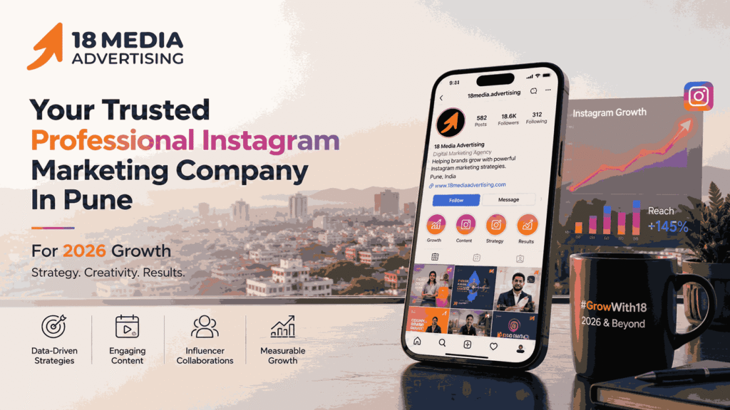 Professional Instagram Marketing Company in Pune by 18 Media Advertising helping businesses achieve Instagram growth in 2026