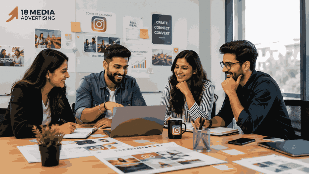 Top Instagram marketing agency in Pune team planning a social media strategy